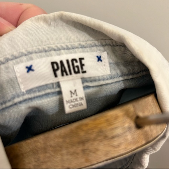 Paige Amelia Chambray Shirt Medium denim blue top button down - Picture 8 of 14